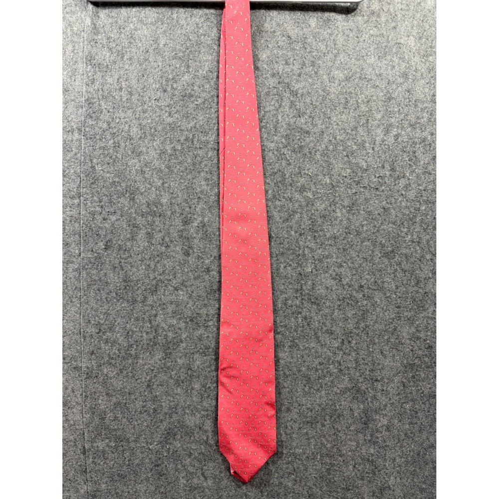 Salvatore Ferragamo Silk Tie Coral Pink Leaping Dolphins Animal Made in Italy